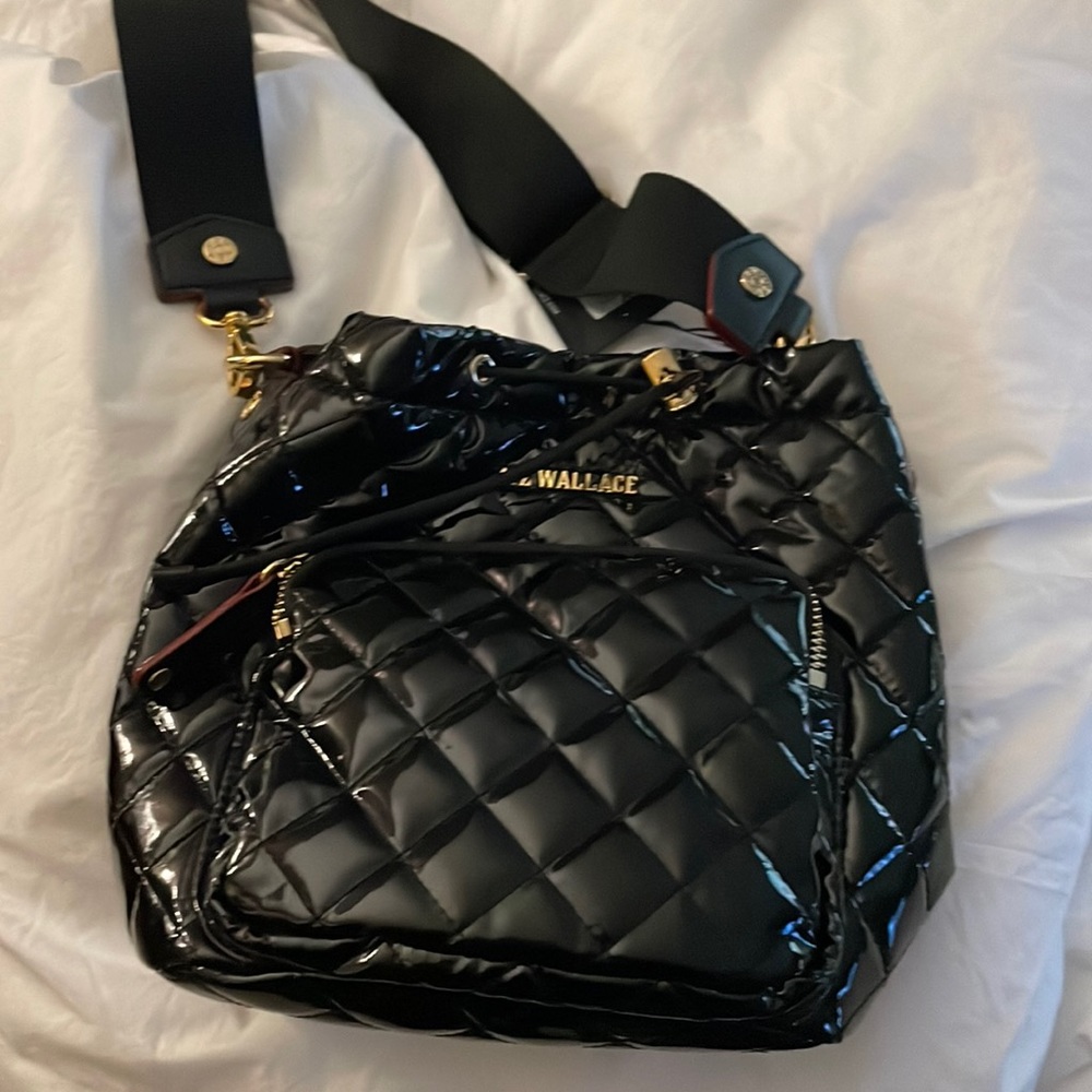 MZ Wallace Black Lacquer New w/tags Crosby bucket bag  - 3 straps and dust bag